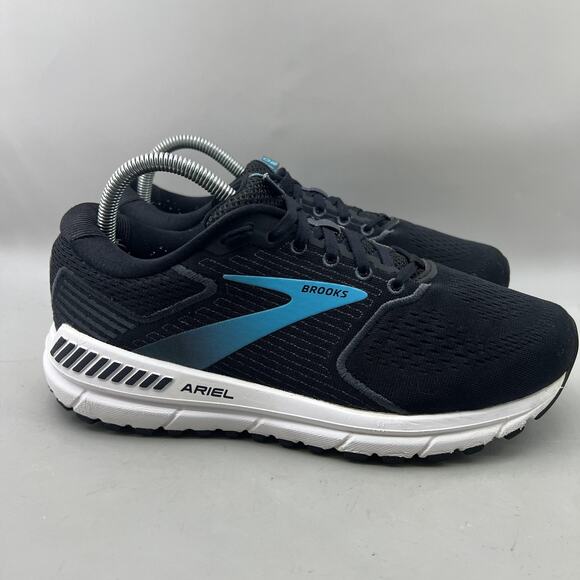 Brooks Ariel 20 Running Shoes Women Size 9.5 2E Black Blue Extra Wide Sneakers - Picture 1 of 9